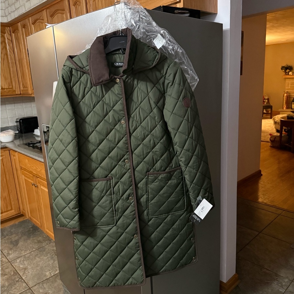 Ralph Lauren Olive Quilted Women's Puffer Coat
